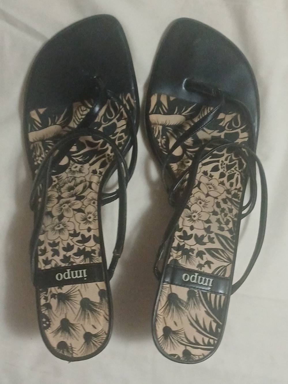 Impo Black Floral-Print Square Toe Sandals